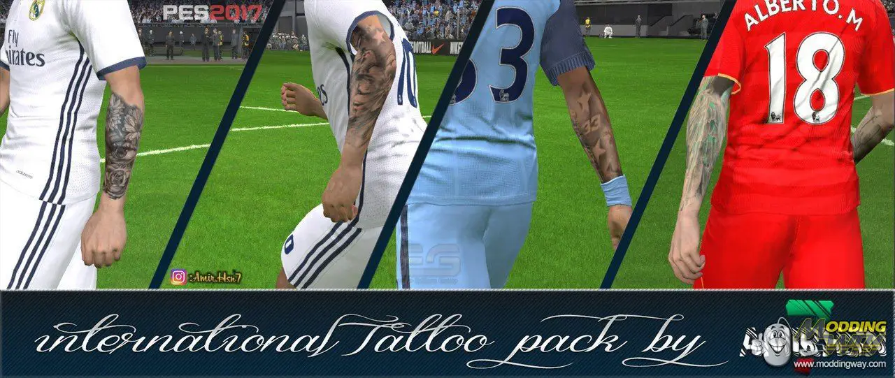 Facepack with New Tattoo Pack V2 13 Players  PES 2017  PES Patch
