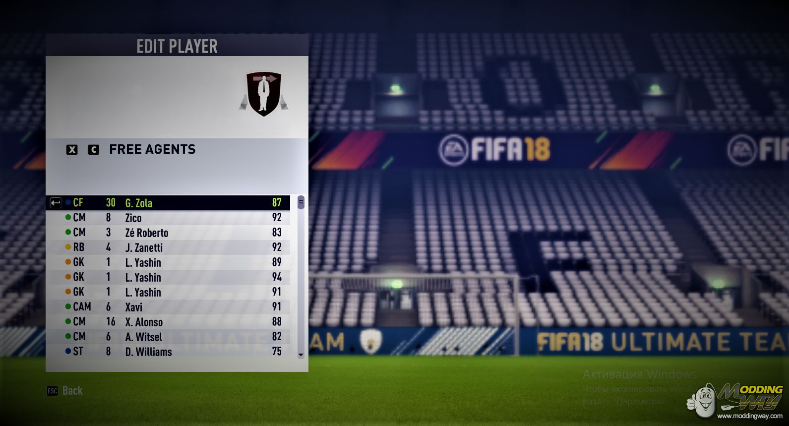 Icons in Career Mode - Squad File - FIFA 18 at ModdingWay