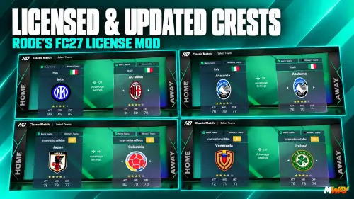 RODE FC 27 License Mod Adds 13 Licensed National Teams and 119 Real Stadium Names